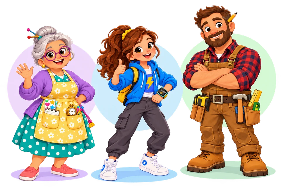 Granny Nanny, Maya and Jack the Carpenter.